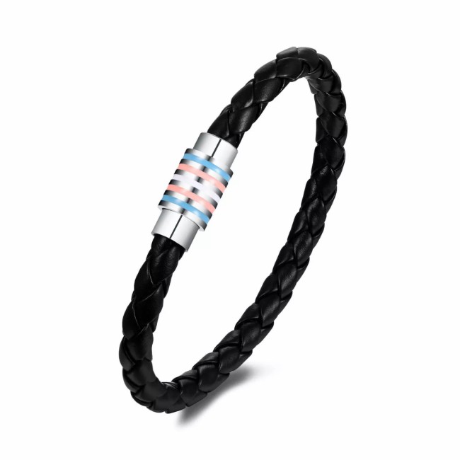 Wholesale Men's Leather Bracelet with Rainbow Magnet Clap