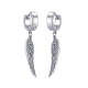Wholesale Stainless Steel Huggie Earrings with Alloy Angel Wings
