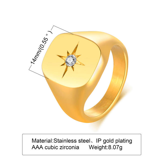 Wholesale Stainless Steel Eight Awn Star Signet Ring