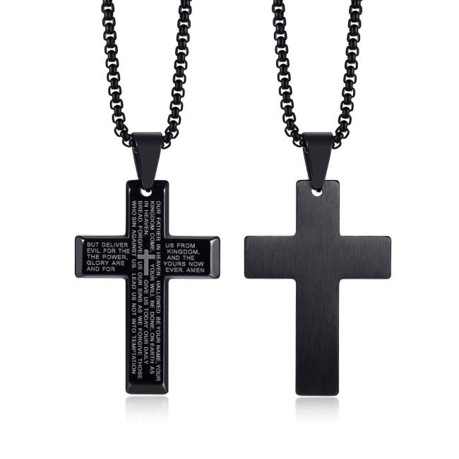 Wholesale Stainless Steel Cross Pendant With The Lord's Prayer