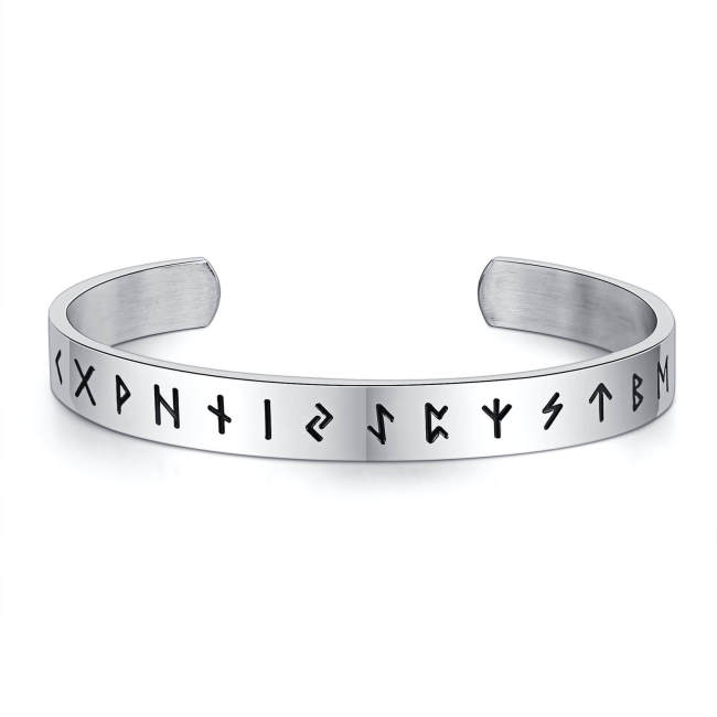 Wholesale Stainless Steel Open Viking Rune Bangle