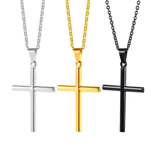Wholesale Stainless Steel Simple Cross Pendant Necklace