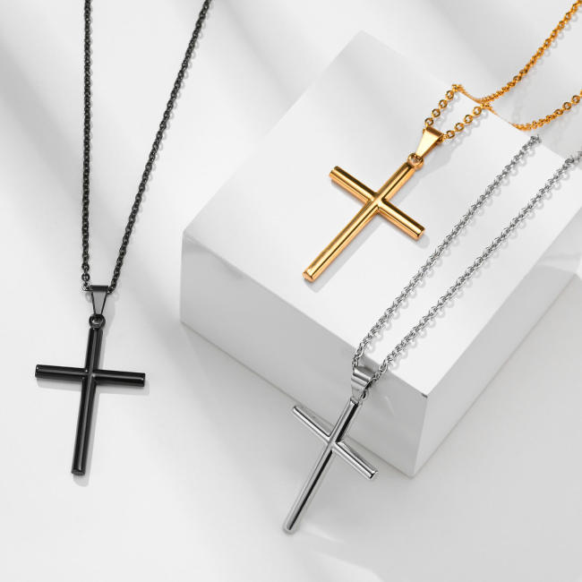Wholesale Stainless Steel Simple Cross Pendant Necklace