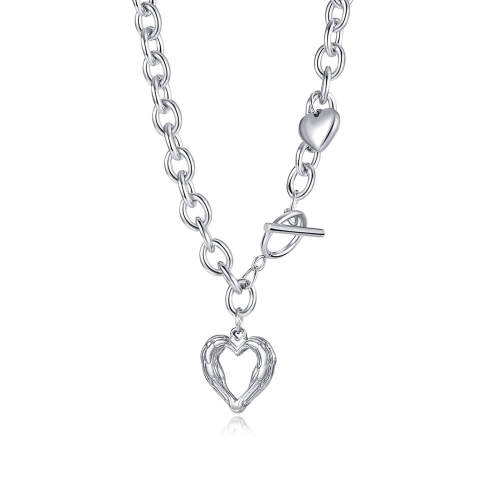 Wholesale Stainless Steel T Bar Heart Necklace