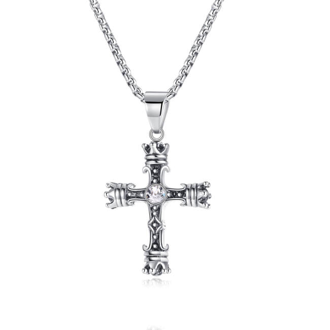 Wholesale Stainless Steel Cross Pendant with Crown