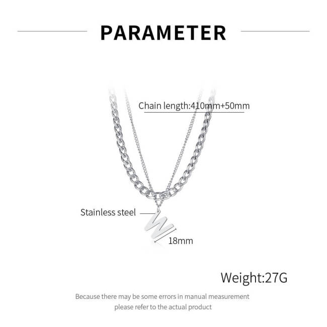 Wholesale Stainless Steel Layered Initial Necklace
