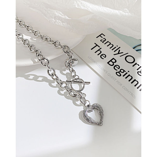Wholesale Stainless Steel T Bar Heart Necklace