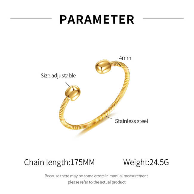Wholesale Stainless Steel Cable Wire Cuff Bangle for Women