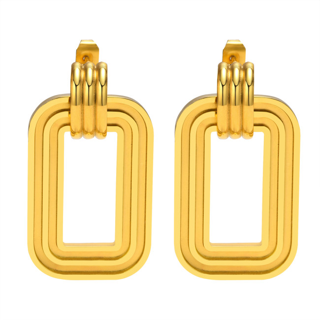 Wholesale Stainless Steel Gold Rectangular Drop Stud Earrings