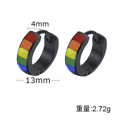 Wholesale Stainless Steel Rainbow Flag Huggie Earring