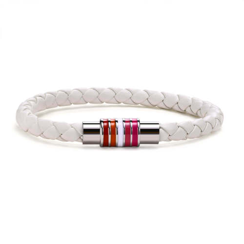 Wholesale Stainless Steel Rainbow Leather Bracelet with Magnetic Clasp