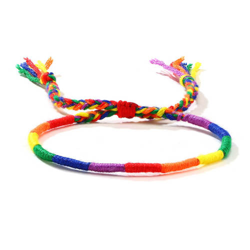 Wholesale Narrow Cord Rainbow Braided Bracelet