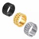 Wholesale Stainless Steel Gold Mens Gear Wedding Bands