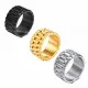 Wholesale Stainless Steel Gold Mens Gear Wedding Bands