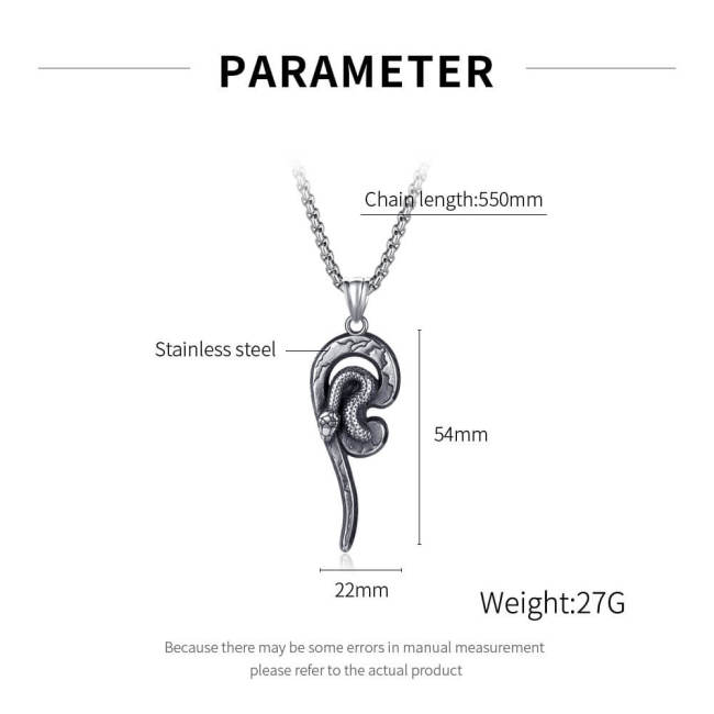 Wholesale Stainless Steel Mayan Totem Snake Scepter Necklace