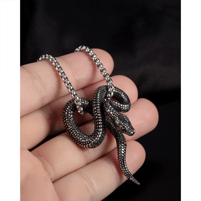 Wholesale Stainless Steel Punk Twine Snake Necklace