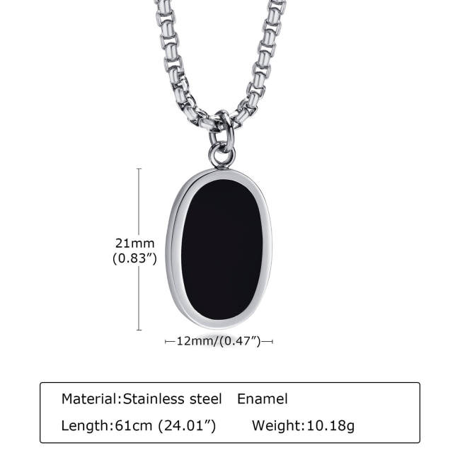 Wholesale Stainless Steel Oval Enamel Pendant Necklace