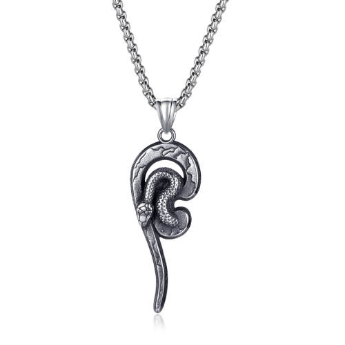 Wholesale Stainless Steel Mayan Totem Snake Scepter Necklace