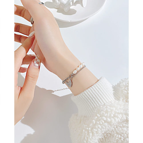 Wholesale Stainless Steel Elegant Pearl Chain Bracelet