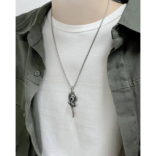 Wholesale Stainless Steel Mayan Totem Snake Scepter Necklace