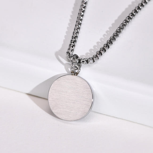 Wholesale Stainless Steel Simple Coin Pendant with Enamel