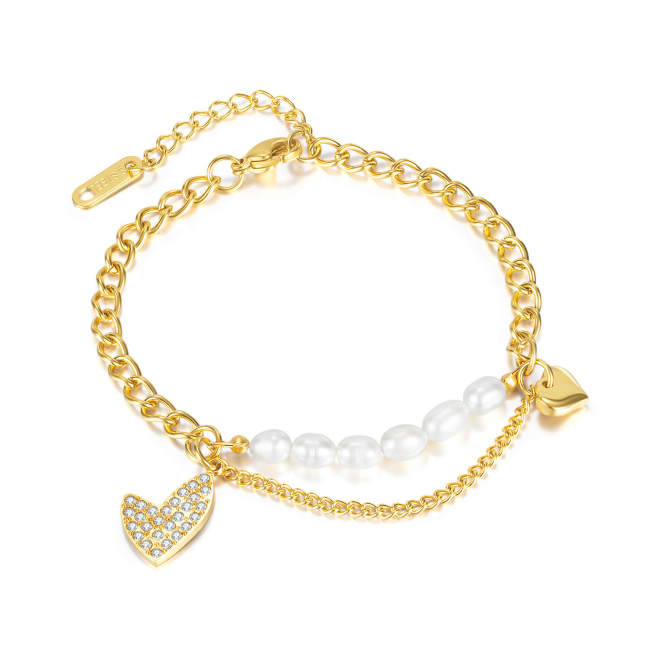 Wholesale Stainless Steel Elegant Pearl Chain Bracelet