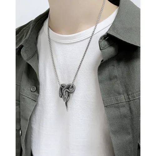 Wholesale Stainless Steel Punk Twine Snake Necklace