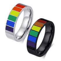 Wholesale Stainless Steel Engravable Rainbow Flag Band Ring