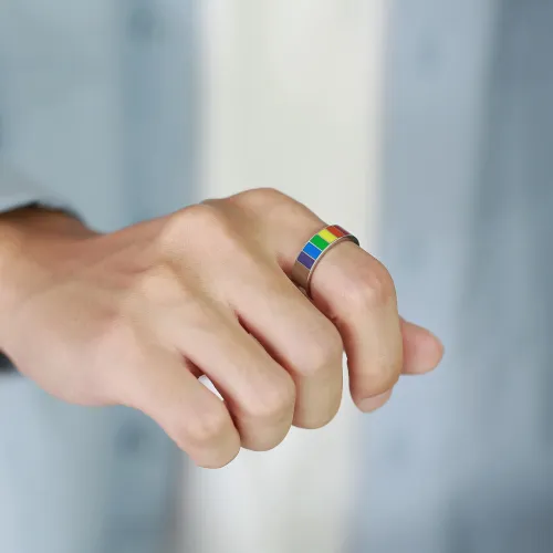 Wholesale Stainless Steel Engravable Rainbow Flag Band Ring