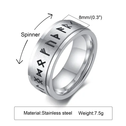 Wholesale Stainless Steel Rotating Viking Amulet Ring