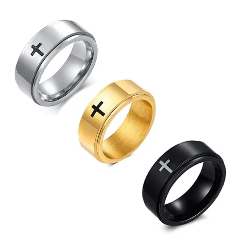 Wholesale Stainless Steel Cross Spinner Ring
