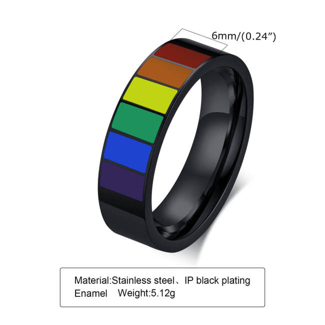 Wholesale Stainless Steel Engravable Rainbow Flag Band Ring