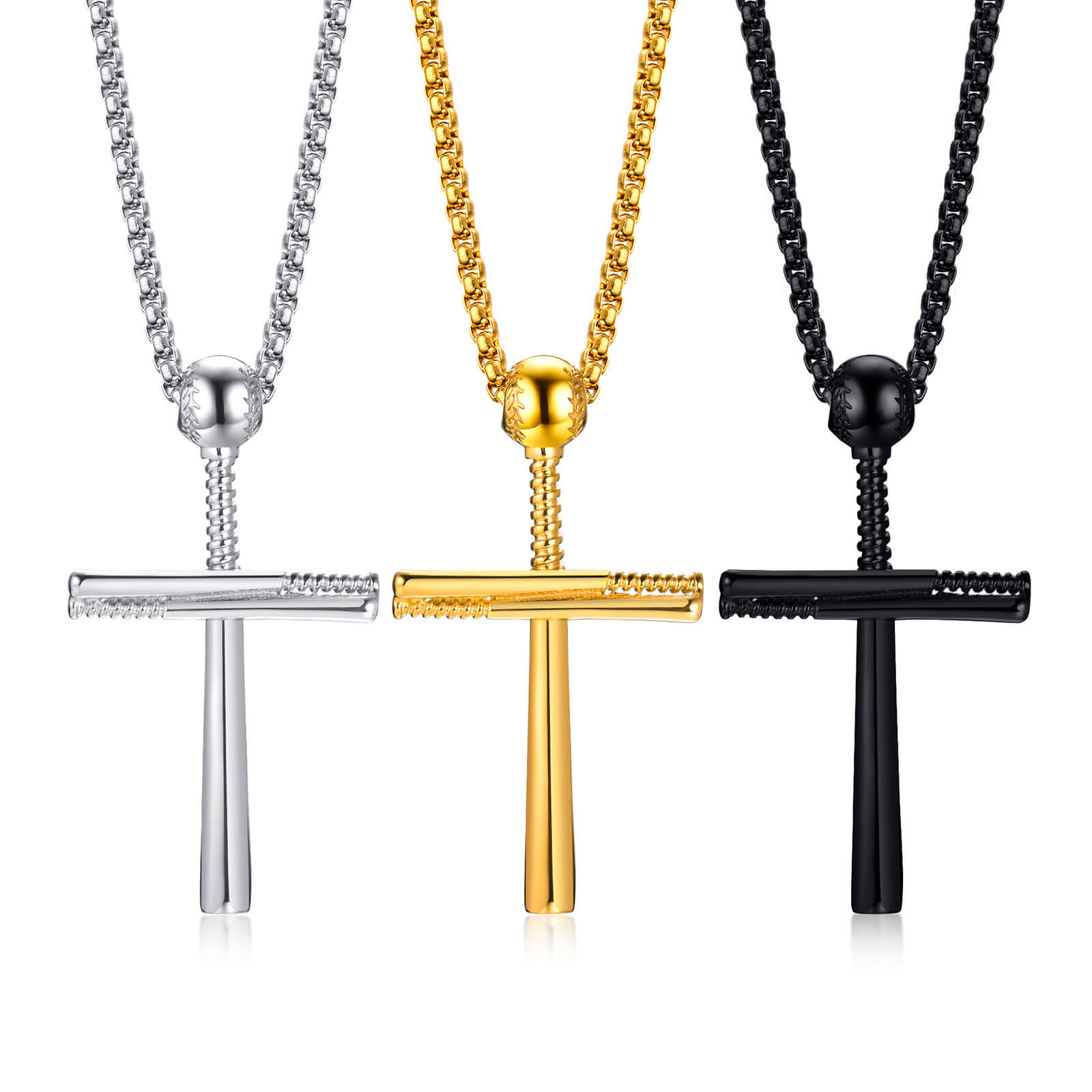 Gold chain with on sale baseball bat cross