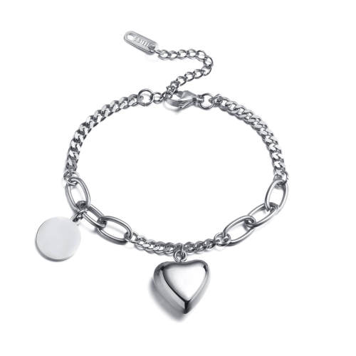 Wholesale Stainless Steel Charming Puffed Heart Bracelet