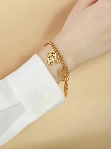 Wholesale Stainless Steel Charm Hamsa Bracelet