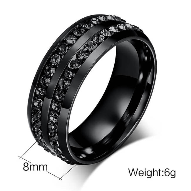 Wholesale Stainless Steel Bling Black Couple Rings