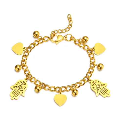 Wholesale Stainless Steel Charm Hamsa Bracelet