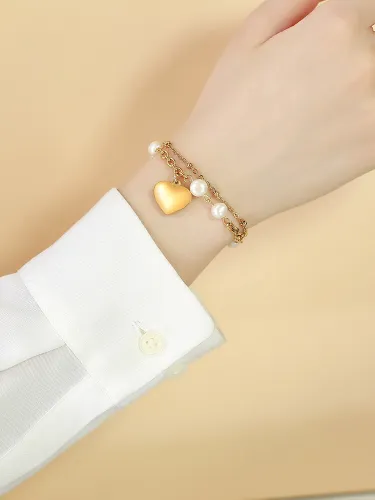 Wholesale Stainless Steel Pearl Link Chain Bracelet