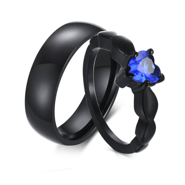 Wholesale Stainless Steel Bling Black Couple Rings