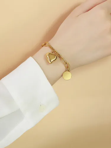 Wholesale Stainless Steel Charming Puffed Heart Bracelet