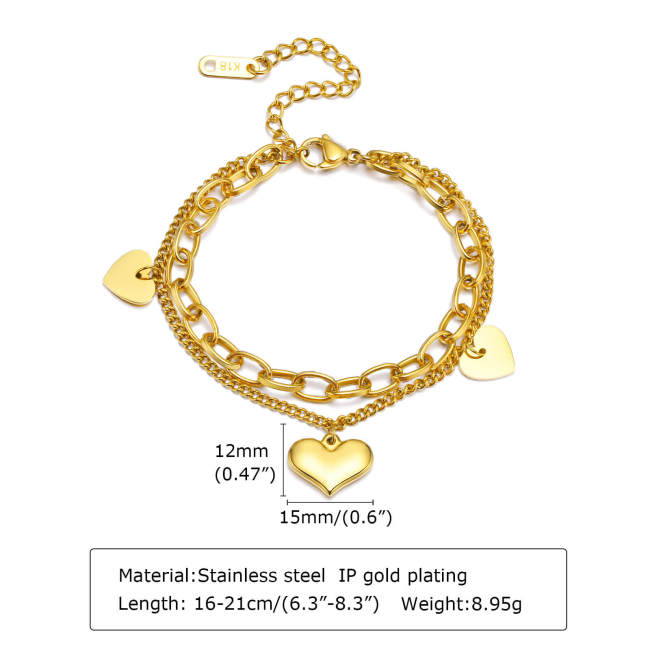 Wholesale Stainless Steel Personalized Heart Bracelet