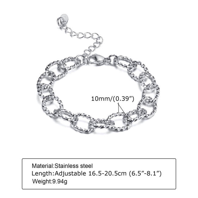 Wholesale Stainless Steel Twisted Link Chain Bracelet