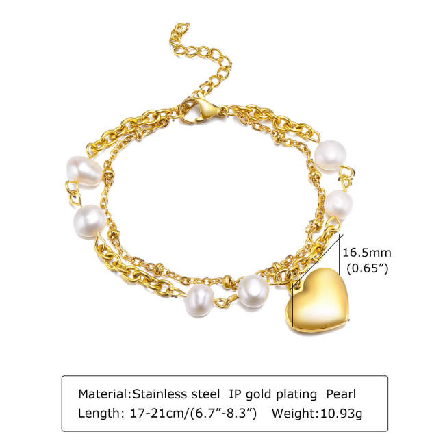 Wholesale Stainless Steel Pearl Link Chain Bracelet