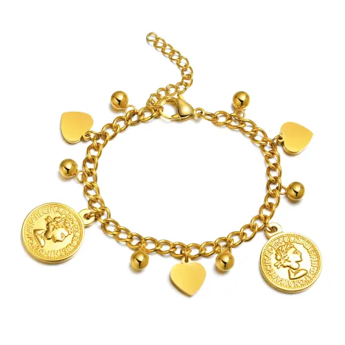 Wholesale Stainless Steel Elegant Elizabeth & Heart Bracelet