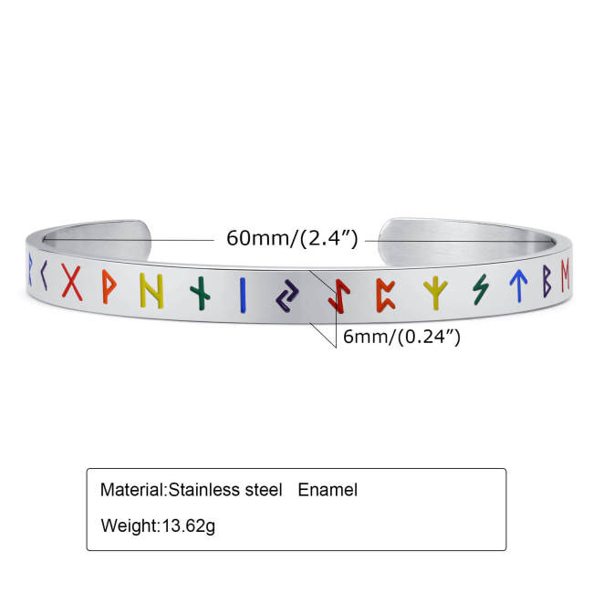 Wholesale Stainless Steel Rainbow Bangle with Viking Symbol