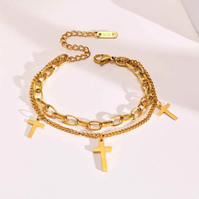 Wholesale Stainless Steel Cross Chain Bracelet