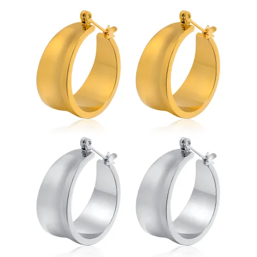 Wholesale Stainless Steel Wide Flat Hoop Earrings
