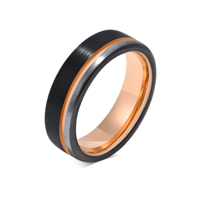 Wholesale Unique Three-tone Tungsten Ring