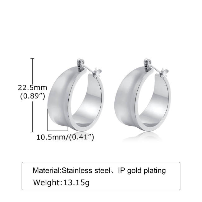 Wholesale Stainless Steel Wide Flat Hoop Earrings