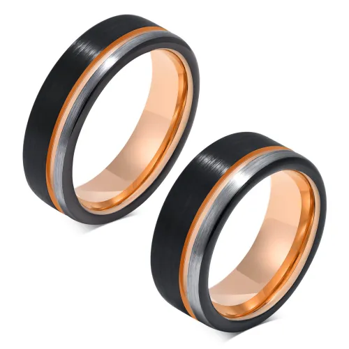 Wholesale Unique Three-tone Tungsten Ring